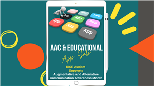A teal background with the image of an iPad with colorful apps on it.